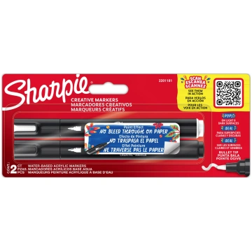 Akrila marķieris Sharpie, balta krās./melna krās.,