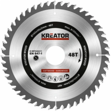 Kreator Zāģa ripa kokam 165x30x2mm, 48 zobi Kreato