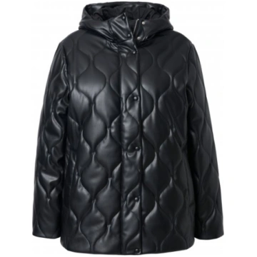 Ulla Popken Faux Leather Quilted Jacket Black - Ja