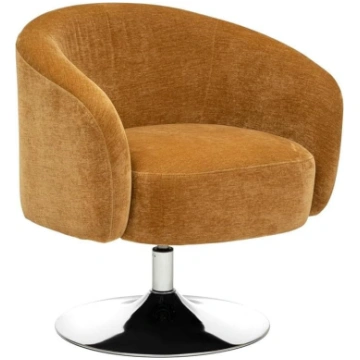 Atmosphera Edith Swivel Chair Ochre Yellow Bouclé 