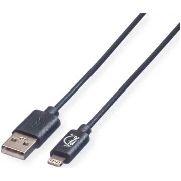 USB kabelis iPhone, iPod, iPad 1m, melns, VALUE | 