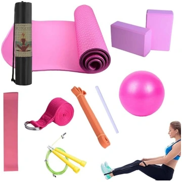 Jogas komplekts iesācējiem, fitnesa paklājs ar jog