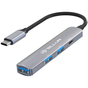 Tellur 4in1 USB-C 3.1 Hub Aluminum, Grey TLL321051