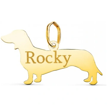 Dachshund Anhänger mit Gravur 750 Gold Alda Joyero
