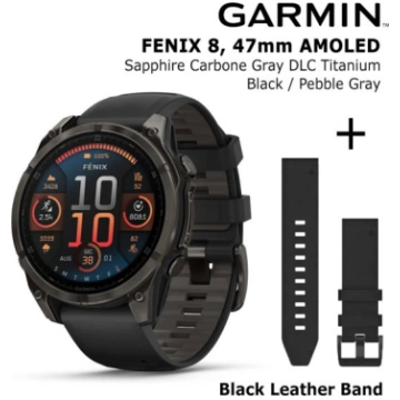 GARMIN Fenix 8 47 mm, AMOLED, Sapphire Carbon + Bl