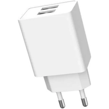 Telefona lādētājs Denmen DC02, 2 x USB Type A, bal