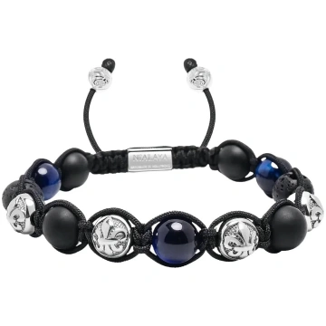 Nialaya - Men"s Sterling Silver Beaded Bracelet Wi