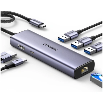 HUB Ugreen CM512 15598 6in1 USB-C - 3x USB-A 3.0 /