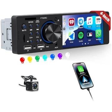 CAMECHO Auto radio 1Din Carplay ar atpakaļgaitas k