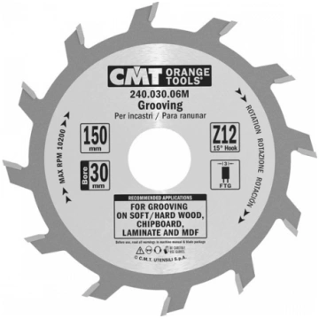 Griešanas disks kokam CMT 240; 150x6x35; Z12; 15° 