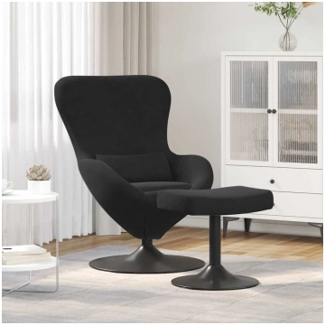 Olas krēsls ar pufu melna 63 x 73 x 90 cm samts