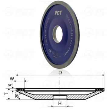 Dimanta slīpripa šķīvja tipa 12A2-20 AC6 D-150 mm 