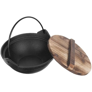 Uonlytech 18 cm mazs čuguna katls ar koka vāku – p