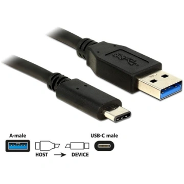Kabelis USB3.1Gen2 AM > Type-C™ M, 0.5m, melns, De