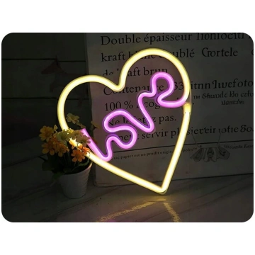 Neona LED gaisma LOVE HEART violeti balta NNE02 Ne