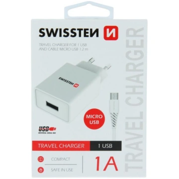 Swissten Travel Tīkla lādētājs Smart IC USB 1A + k