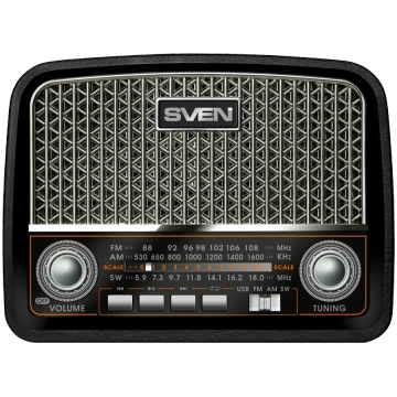 Speaker SVEN SRP-555, black-silver (3W, FM/AM/SW, 