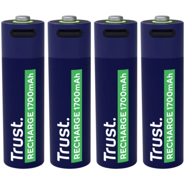 Trust USB-C rechargeable AA batteries, 4 gab. - Uz