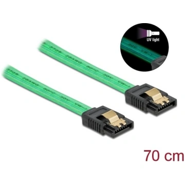 Delock SATA 6 Gb/s Cable UV glow effect green 70 c