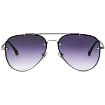 Dūmakaini melnas aviator tipa saulesbrilles sudrab