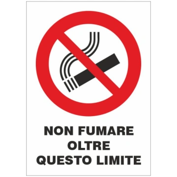 Cartello Vietato Fumare oltre questo limite Segnal