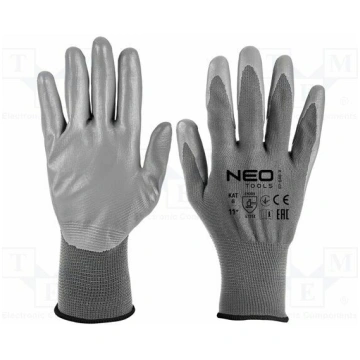 Protective gloves; Size: 11; grey; polyester,polyu