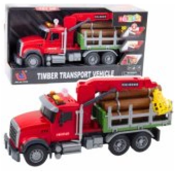 LEAN Toys Timber Crane Truck Lights Sounds Red 1:1