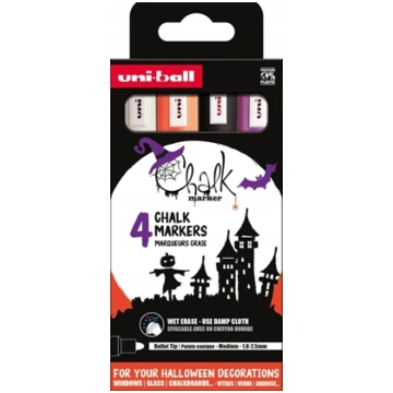 UNI-BALL Uni Chalk marker zestaw Halloween z 4 szt