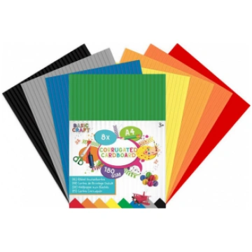 Gofrēts kartons A4, 280g/m², 8 krāsas