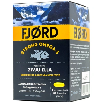 FJØRD STRONG OMEGA-3 koncentrēta ZIVJU EĻĻA kapsul