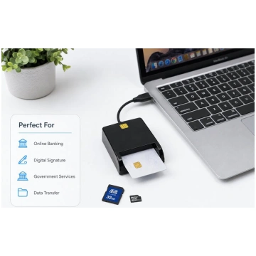 iLike 4-in-1 USB Smart Card Reader with SIM, SD &