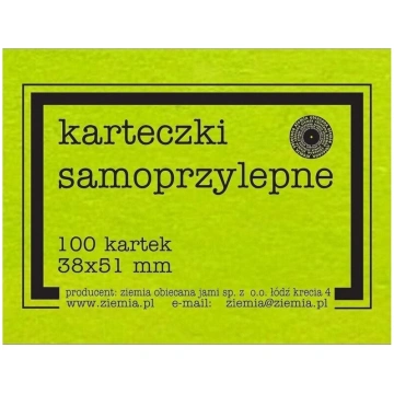 Fluo līmlapiņas 38x51mm 100K zaļas - Apsolītā zeme