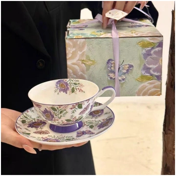 European Bone China Coffee Cup Set, Afternoon Tea 