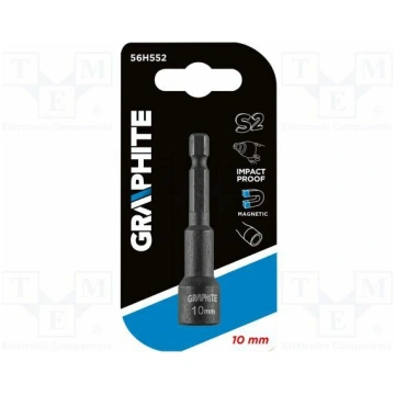 Screwdriver bit; 6-angles socket; 1/4"; HEX 10mm; 