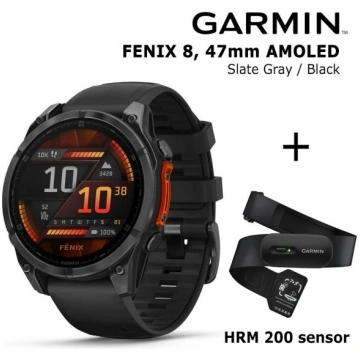 GARMIN Fenix 8 47 mm, AMOLED, Slate Gray + HRM 200