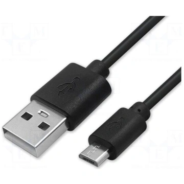Cable | USB A plug,USB B micro plug | 0.5m | black