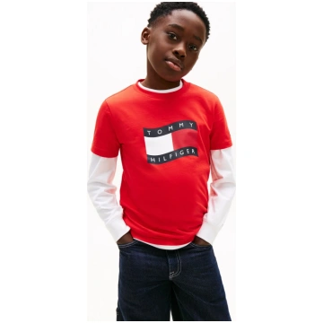 Tommy Hilfiger Tshirt Rossa Con Bandiera Centrale 