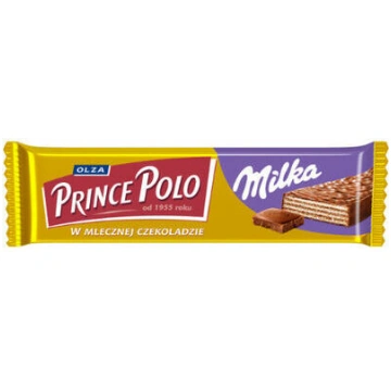 Vafeļu batoniņš ar šokolādi Milka 45g, Prince Polo