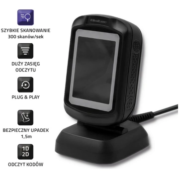 Qoltec 50864 Desktop QR & Barcode Scanner | USB