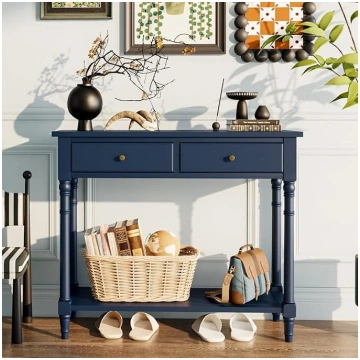 MODERION Solid Wood Console Table with 2 Drawers, 