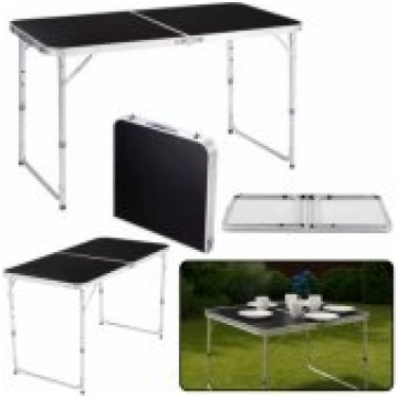 LEAN Folding Camping Table Adjustable Aluminum Bla