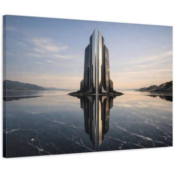 Science Fiction Futuristic Building Black And Blue