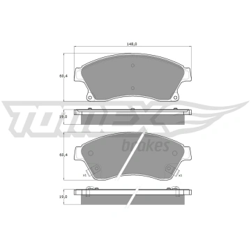 Bremžu uzliku kompl., Disku bremzes TOMEX Brakes T