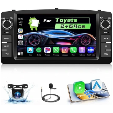 Hikity 2G + 64G auto radio Toyota Corolla E120 200