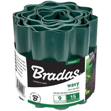 Viļņots zāliena nožogojums Bradas 25 cm x 9 m, zaļ