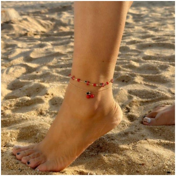 Bohemian Blue Daisy Elephant Metal Chain Anklet Fo