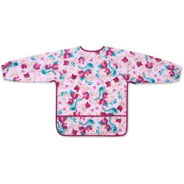 Babyono sleeved bib, flowers, 1476/01 1477/01