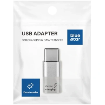 Micro USB to Type C Adapter - Blue Star, white