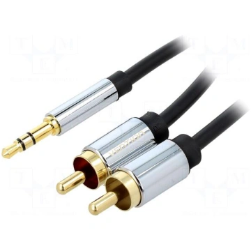 Cable | Jack 3.5mm 3pin plug,RCA plug x2 | 2m | bl
