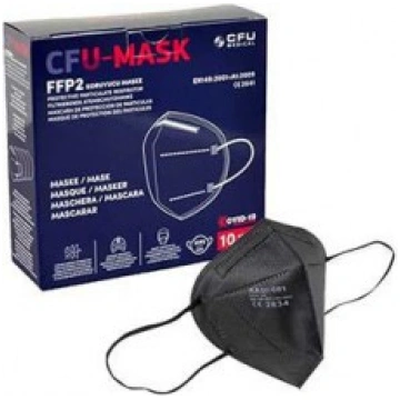Sejas maska FFP2 melnā EN149:2001+A1:2009 10gb